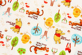 Winnie the Pooh Tigger Fox Squirrel Cotton Fabric printed in Korea by the Half Yard